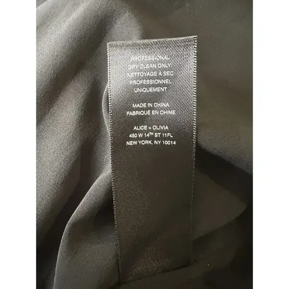 Alice + Olivia Fierra Y-back 100% Silk Racerback Slip Mini Dress Black Large - Picture 14 of 16